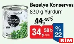 YURDUM BEZELYE KONSERVESİ 830 G fiyat ve kampanya bilgisi